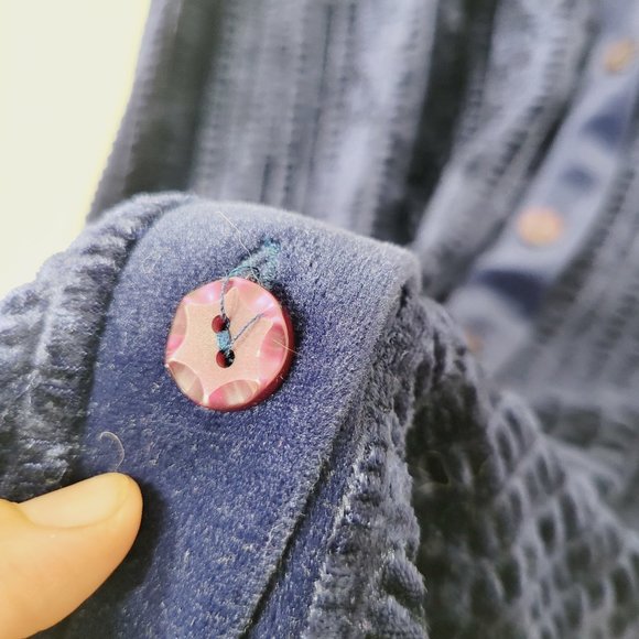 Lady Kates Velvet Vintage Knit Sweater Vest Button Front Royal Blue Textured 80s - Picture 3 of 8